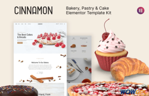 Cinnamon Bakery Pastry Shop Elementor Template Kit