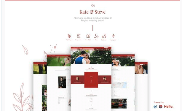 Kate & Steve - Wedding Invitation Elementor Template Kit 1 Kate Steve Wedding Invitation Elementor Template Kit