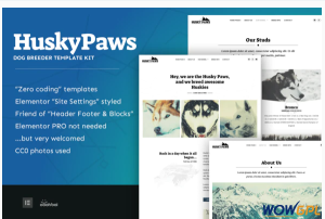 HuskyPaws Dog Breeder Elementor Template Kit