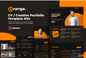 Orange CVCreative Portfolio Elementor Template Kits