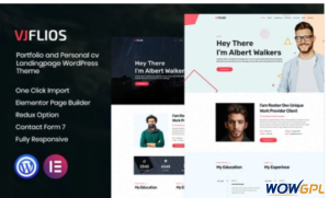 Vjflios Portfolios and Personal CV Landingpage WordPress Theme