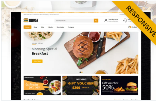 Burge - Fast Food Store WooCommerce Theme 1 Burge Fast Food Store WooCommerce Theme