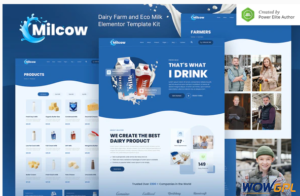 Milcow – Dairy Farm Eco Milk Elementor Template Kit