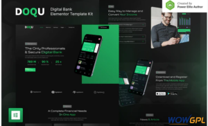 DOQU – Dark Digital Bank E Wallet Elementor Template Kit