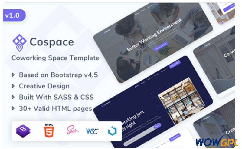 Cospace Coworking Rental Space Website Template