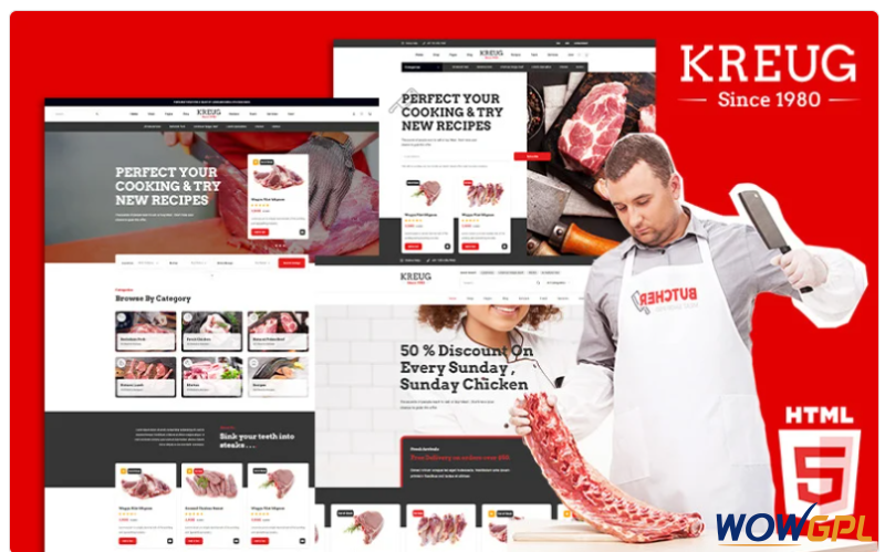 Kreug Meat Farm Poultry Store Website Template