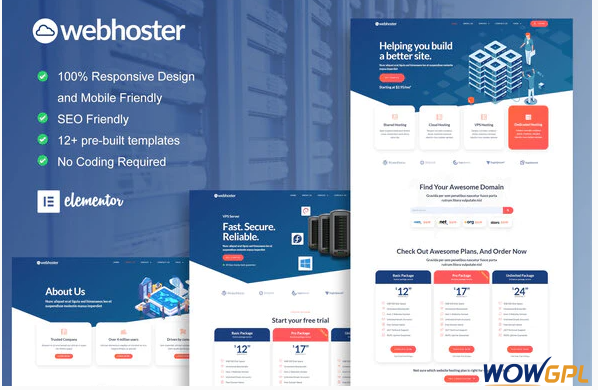 WebHoster Web Hosting Service Elementor Template Kit 1