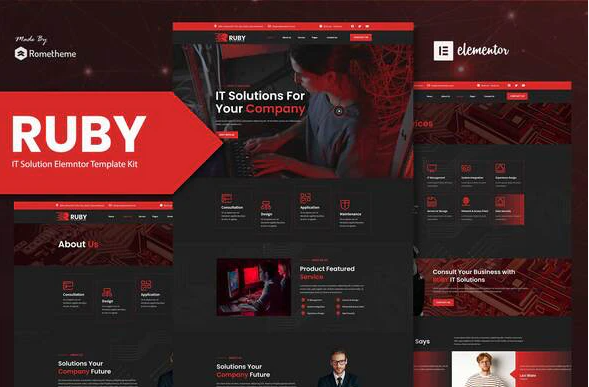 Ruby - IT Solutions Company Elementor Template Kit 1 Ruby IT Solutions Company Elementor Template Kit