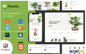 Plantly Plants And Nursery HTML5 eCommerce Website template Website Template