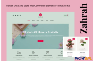 Zahrah Flower Shop Store WooCommerce Elementor Template Kit