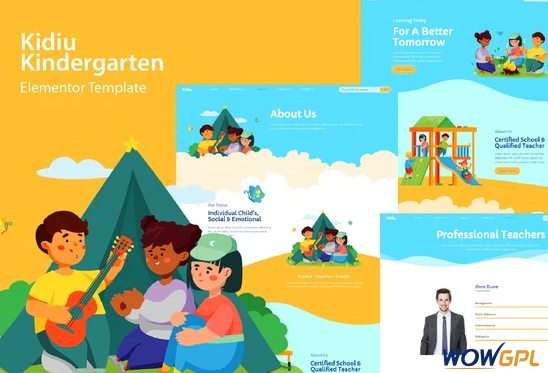 Kidiu Kindergarten Child Care Elementor Template Kit