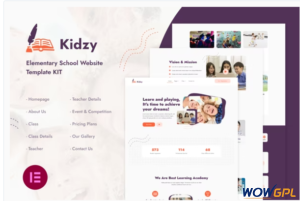 Kidzy Elementary School Elementor Template Kit