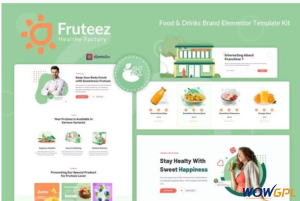 Fruteez Healthy Food Drinks Brand Elementor Template Kit