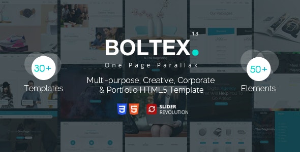 Boltex - One Page Parallax 1 01 theme preview. large preview 1