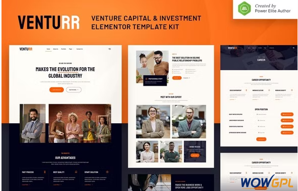 Venturr – Venture Capital Investment Elementor Template Kit