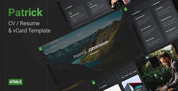 Patrick - Resume CV vCard HTML Template 1 patrick preview. large preview