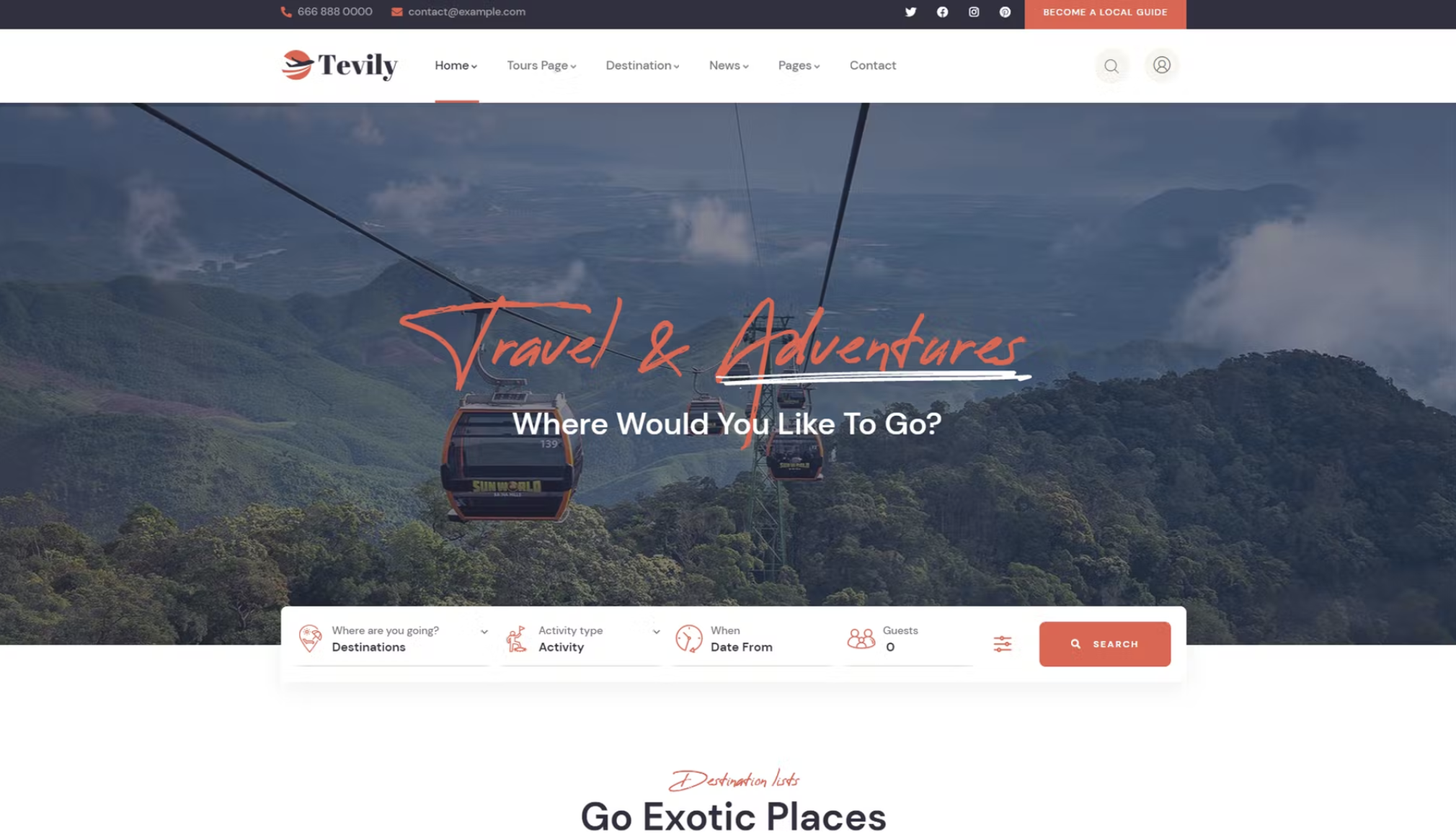 Tevily - Travel & Tour Booking WordPress Theme 1.0.8