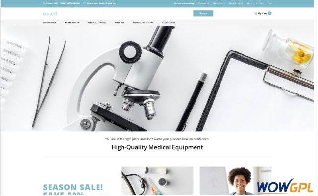 Emed - Medical Equipment Multipage Clean OpenCart Template 1 13 9