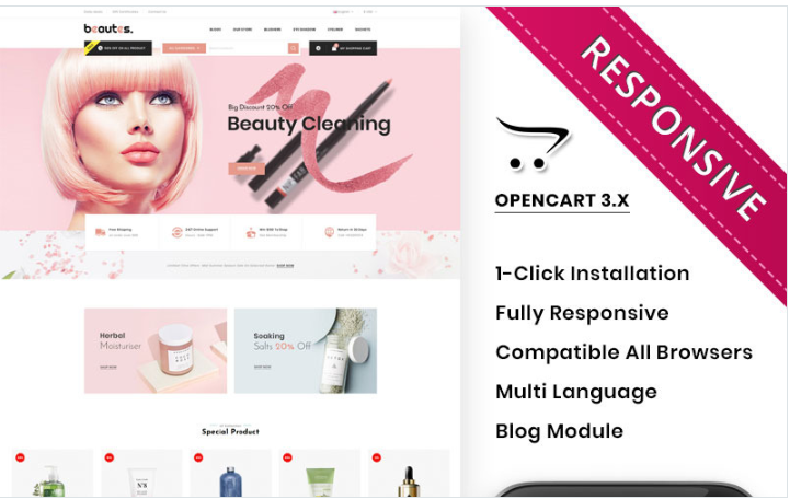 Beautes - The Mega Cosmetic Store OpenCart Template 1 5 5