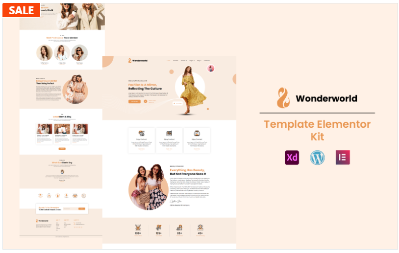Wonderworld - Fashion, Clothes and Modeling Elementor Template Kit(m) 1 7 15