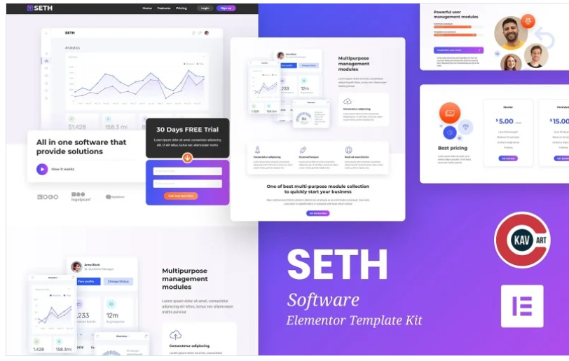Seth - Software Landing Page Elementor Template Kit(m) 1 27. 8