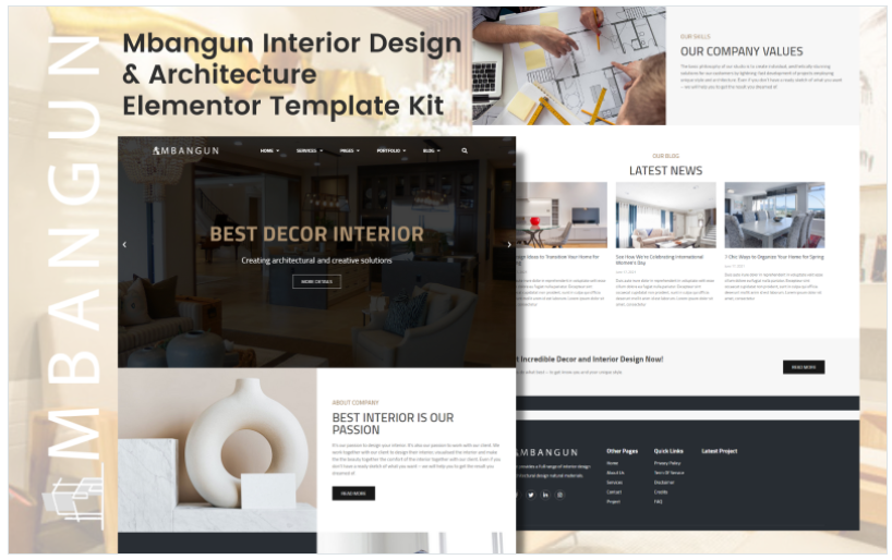 Mbangun - Interior Design & Architecture Elementor Template Kit(m) 1 23. 8