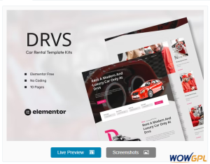 DRVS – Car Rental Elementor Template Kit