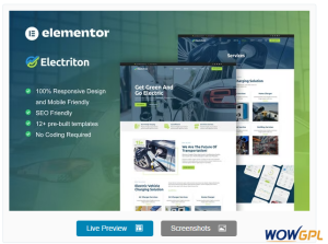 Electriton – Electric Vehicle & Charging Station Elementor Pro Template Kit