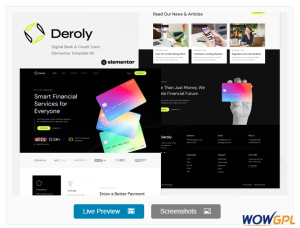 Deroly – Digital Bank & Credit Card Elementor Template Kit