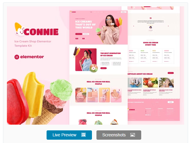 Connie - Ice Cream Shop Elementor Template Kit 1 Connie – Ice Cream Shop Elementor Template Kit