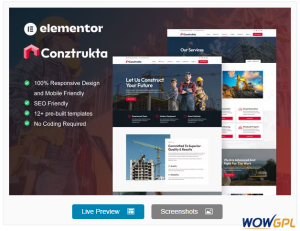 Conztrukta – Construction Service Elementor Template Kit