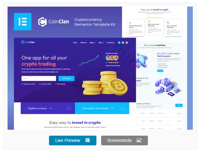 CoinClan - Cryptocurrency Elementor Template Kit 1 CoinClan – Cryptocurrency Elementor Template Kit