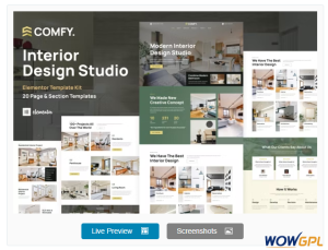 Comfy – Interior Design Studio & Architecture WordPress Elementor Template Kit