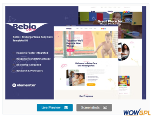 Bebio – Kindergarten & Baby Care Elementor Template Kit