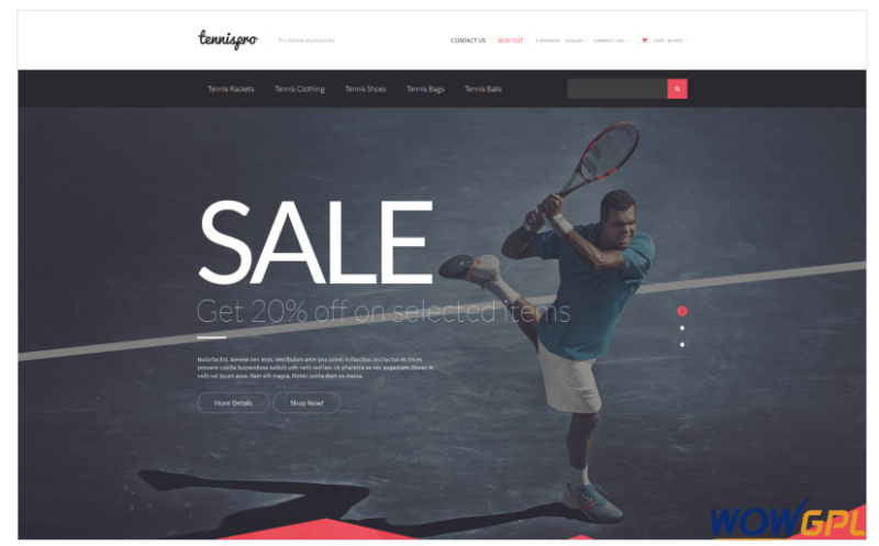 Tennis Gear PrestaShop Theme