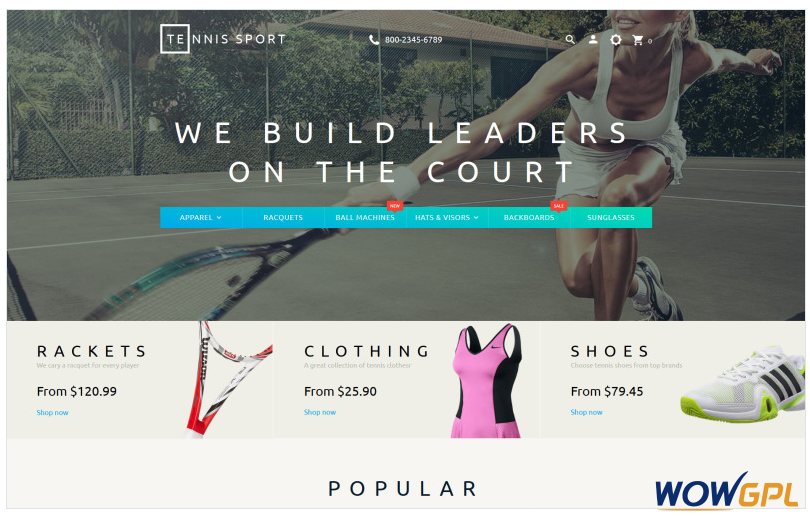 Tennis Sport PrestaShop Theme 1 Tennis Sport PrestaShop Theme