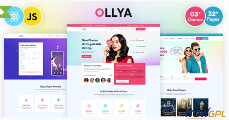Ollya Dating and Community Site React Js Template