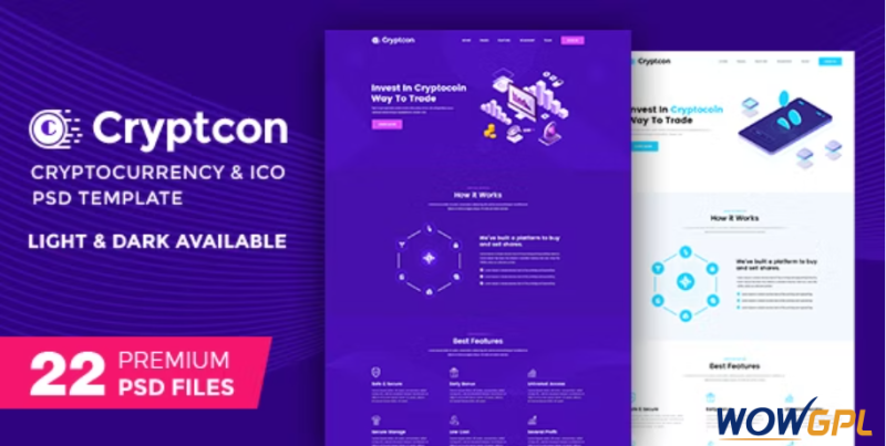 Crypton ICO Bitcoin And Crypto Currency PSD Template
