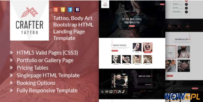 Crafter Tattoo Bootstrap Landing Page Template