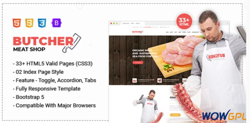 Butcher Meat Shop eCommerce HTML Template