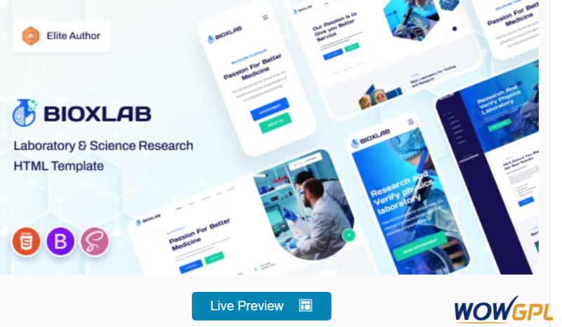 Bioxlab Laboratory Science Research HTML5 Template RTL