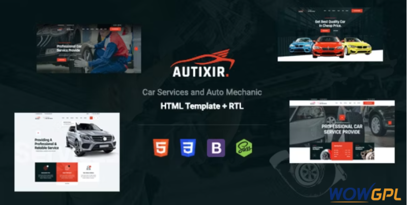 Autixir Car Repair Service Auto Mechanic HTML Template with Accessories Shop