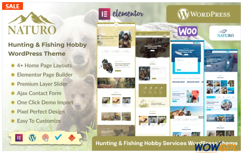 Naturo - Hunting Fishing Outdoor Hobbies Shop WordPress Theme
