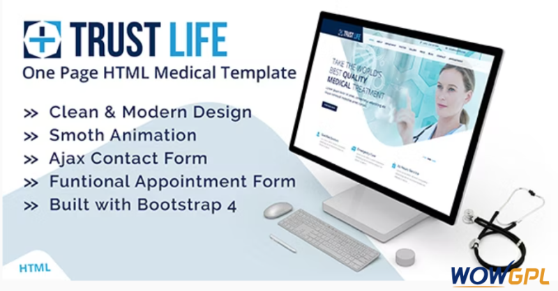Trustlife Medical and Health Landing Page HTML Template with RTL