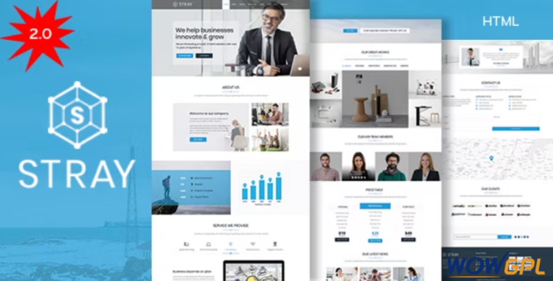 Stray Business Landing Page HTML Template with RTL