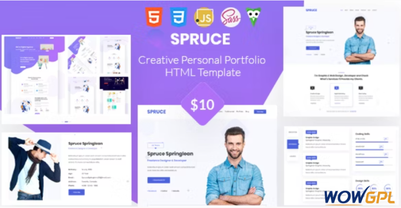 Spruce Personal Portfolio and vCard Template
