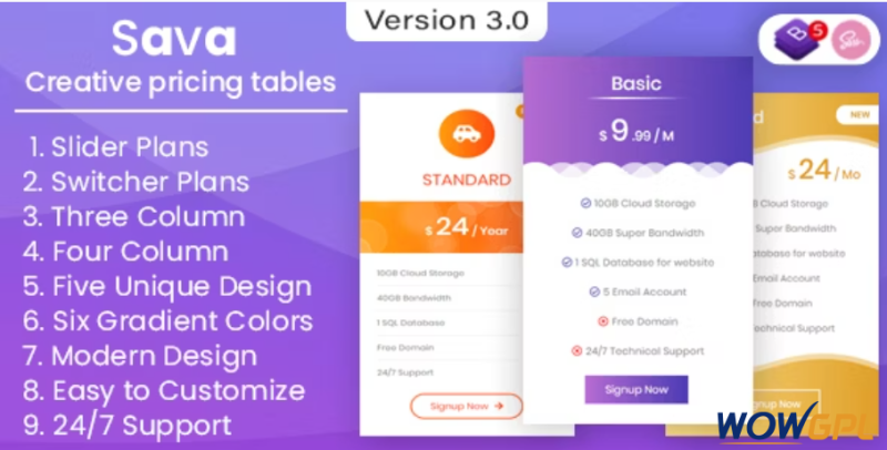 Sava Pricing Tables and Plans