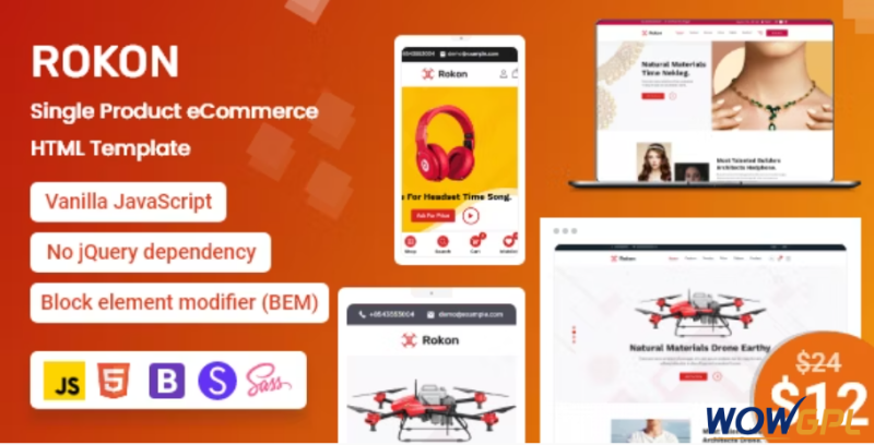 Rokon Single Product eCommerce HTML Template