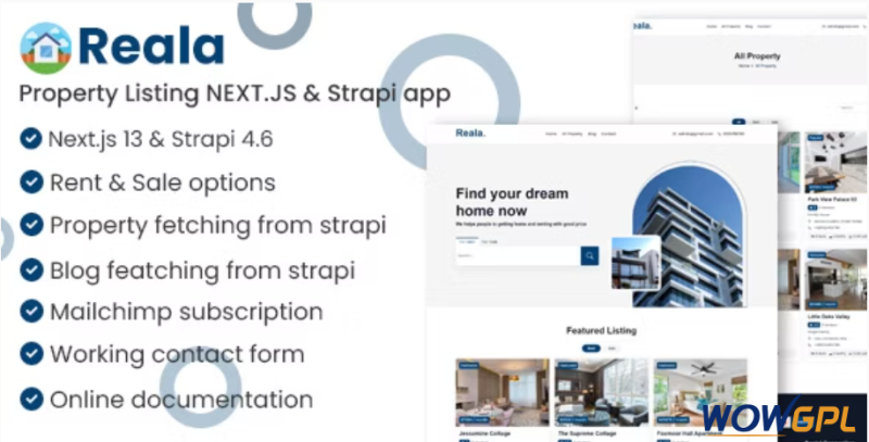 Reala Property Listing NEXT.JS Strapi app