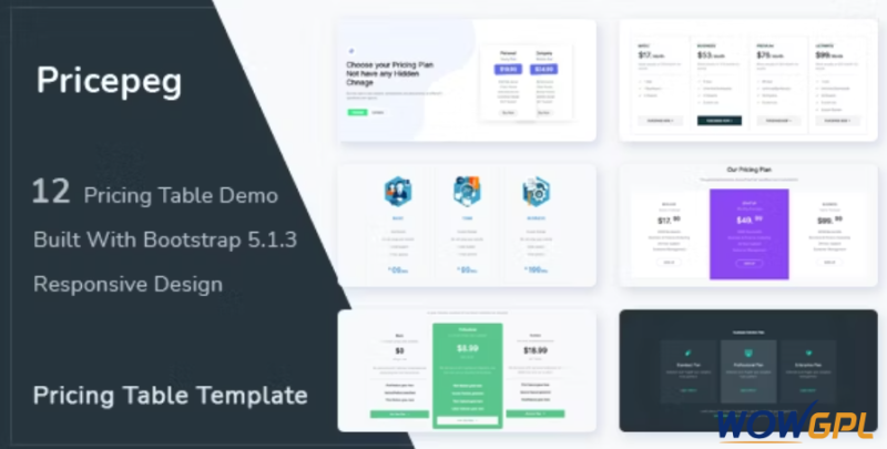 Pricepeg Bootstrap 5 Pricing Table